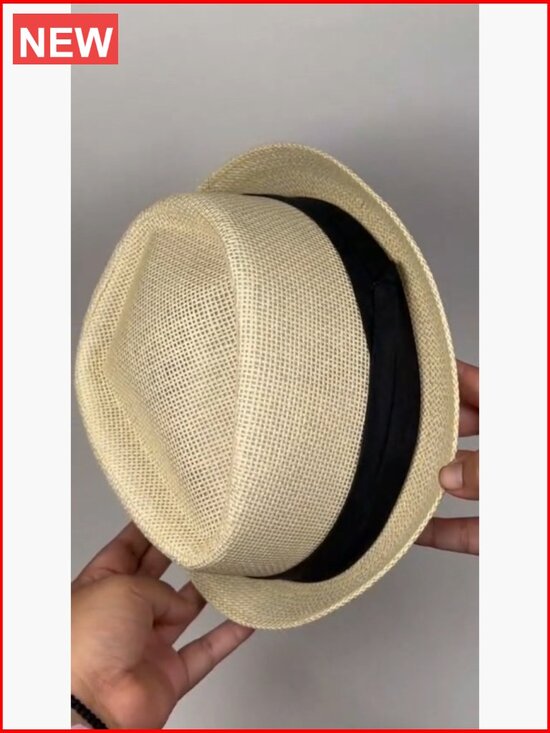 Large Solid Upbrim Pork Pie Fedora Hat Paper Straw
